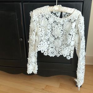 Long sleeved heavy lace crop top
